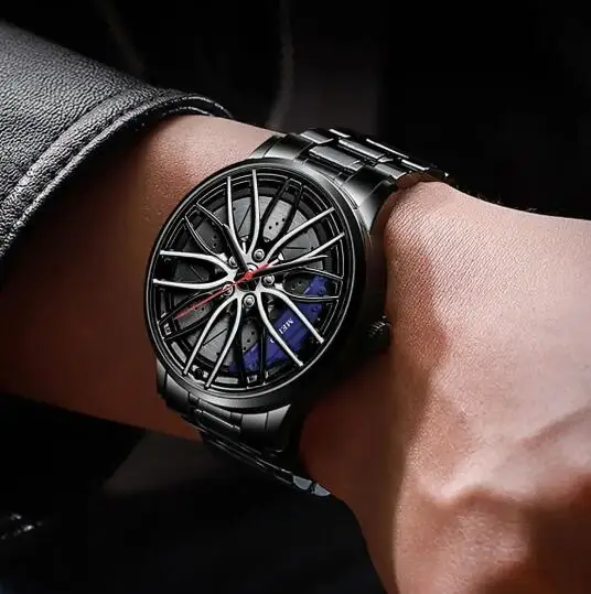 Car Wheel Rims Hub Men Quartz Watch Stainless Steel Watch Luxury Wrist Men Business Watches