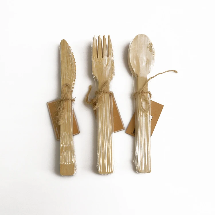 bamboo 17cm disposable travel cutlery set Eco-friendly knife fork and spoon set