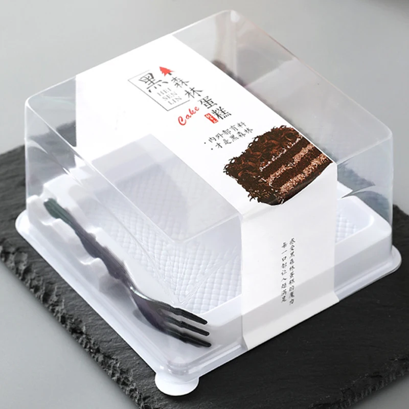 RZ Disposable Plastic PET packaging Blister Boxes transparent Clear Cupcake Dessert Container with Lid cake slice box