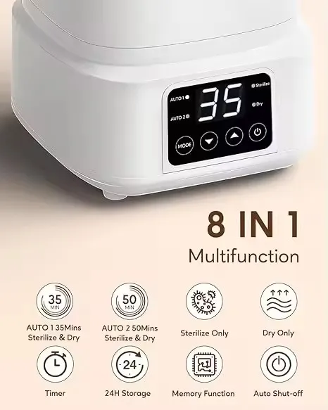 Customizable High Quality Wholesale Electric Baby Products OEM ODM  Portable Compact Steam Baby Bottle Sterilizers And Dryer