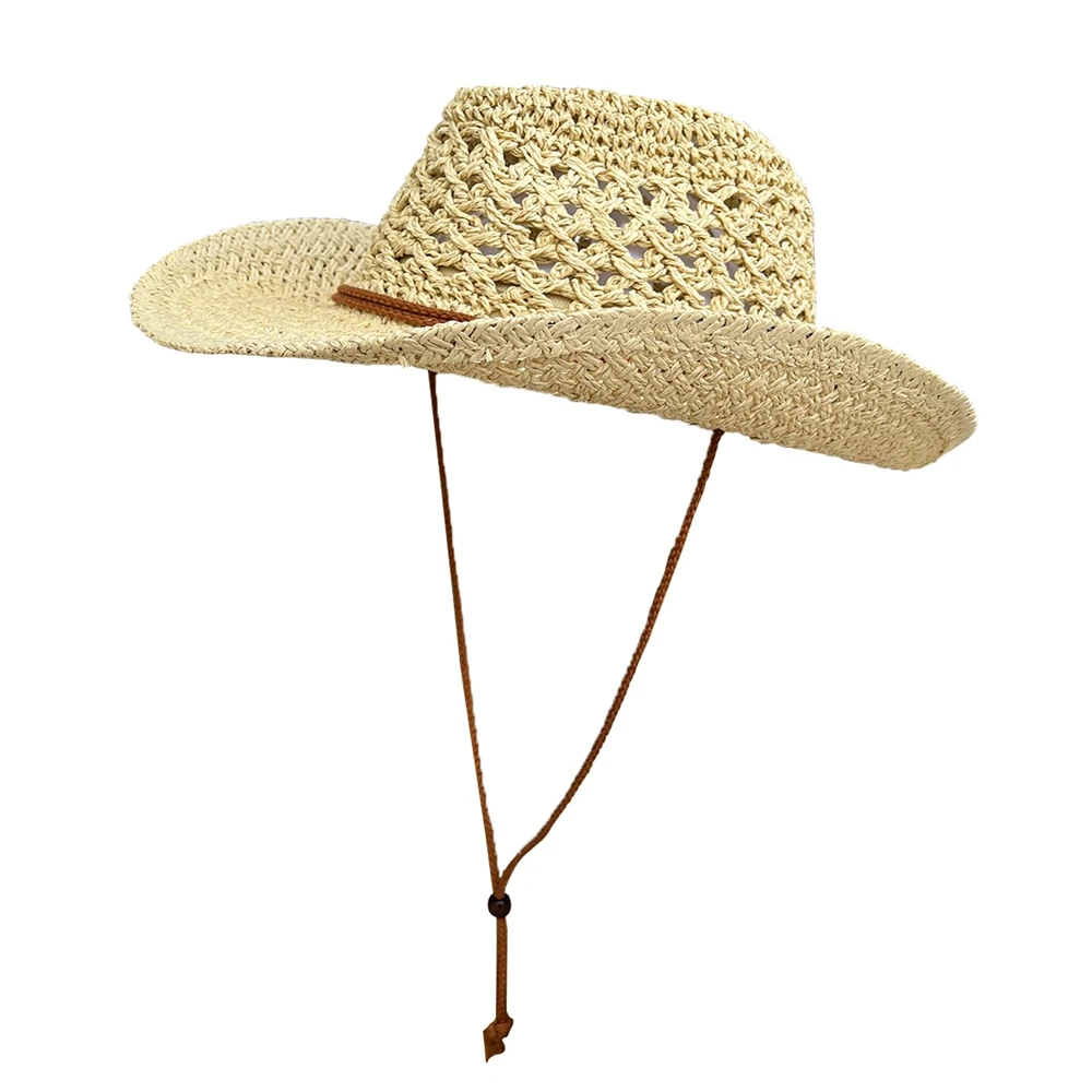 Women Straw Cowboy Hats Sparkly Western Cowgirl Hat For Holiday Foldable Vacation Beach Sun Hat With Wide Brim For Summer