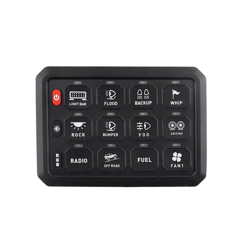 12V 24V control kit 12 gang car led light switch panel LED 12 Gang Switch Panel for Auto