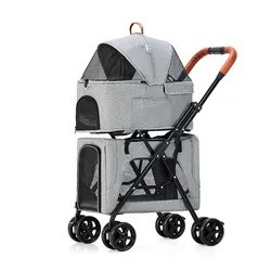Luxury pet stroller travel 4 wheel dog strollers outdoor double dogs pet stroller trolley for dogs