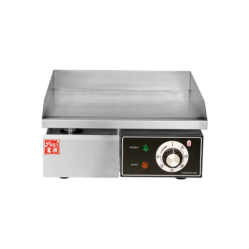 Fuqi Restaurant Kitchen Equipment Electric Bbq Flat And Grooved Teppanyaki Griddle
