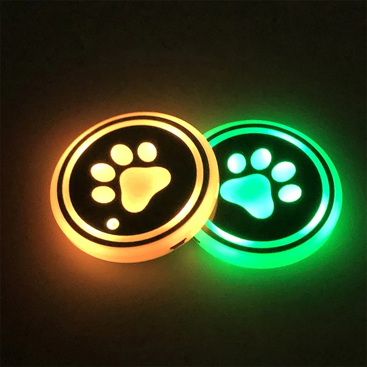 Car Accessories LED  Bottle cup mat intelligent luminous water coaster RGB 7 Colors Glowing cup pad auto lighting