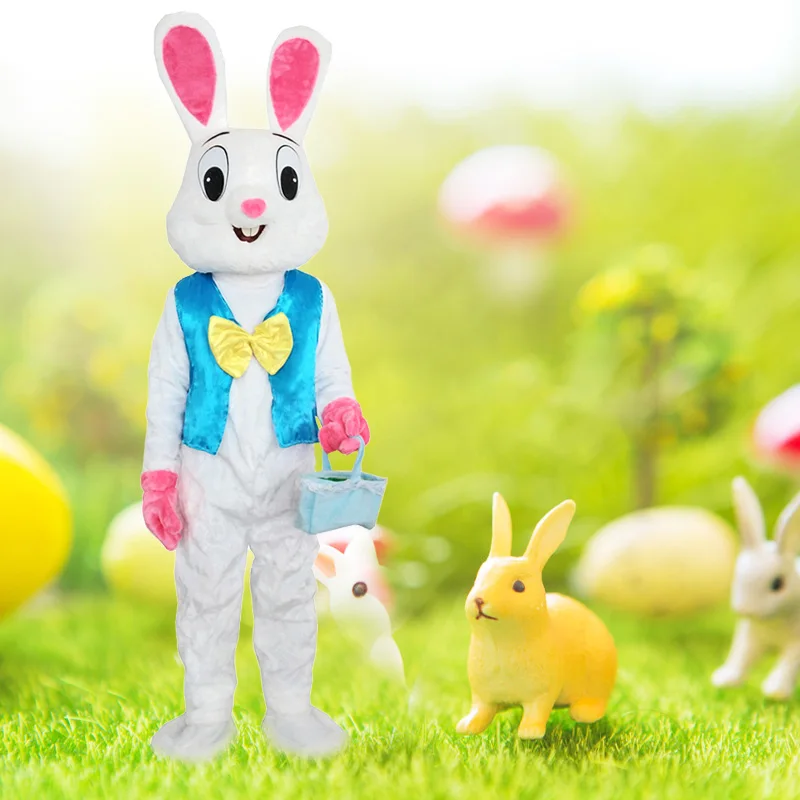 Hot Sale Soft Plush Rabbit Costume Adult Wear Walking Mascot Costume Easter Bunny Costume