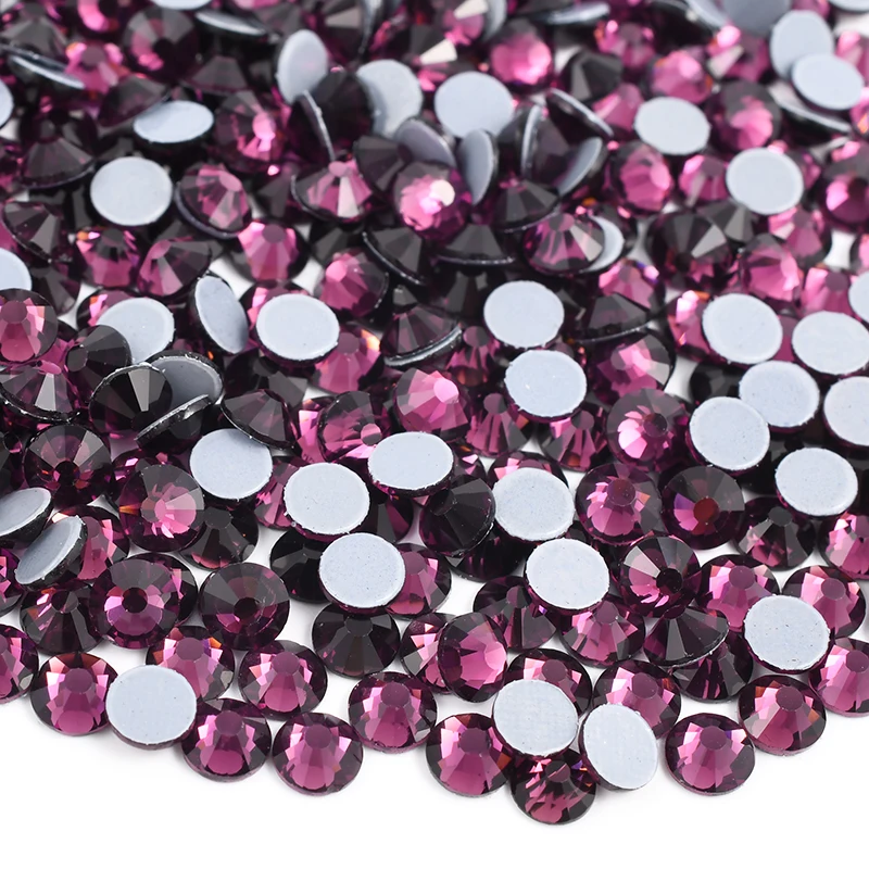 Оптовая продажа круглые стеклянные кристаллы SS6 SS10 SS16 SS20 с плоским основанием для самостоятельной сборки одежды