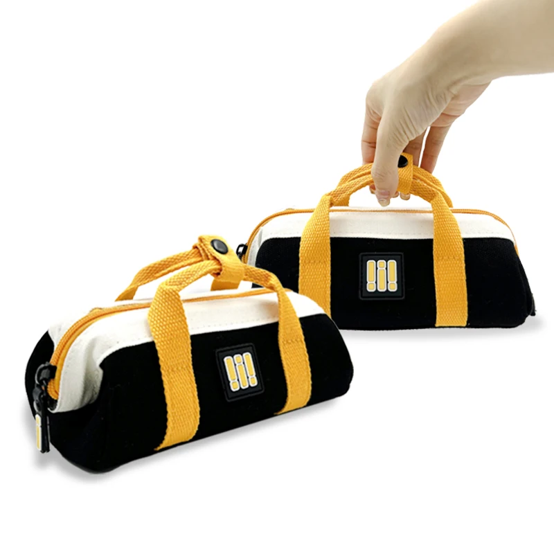 Back to School Large Capacity Pencil Case Canvas Yellow Pen Pouch Polyester Pen Bag Oxford Pencil Pouches Pencil Bags