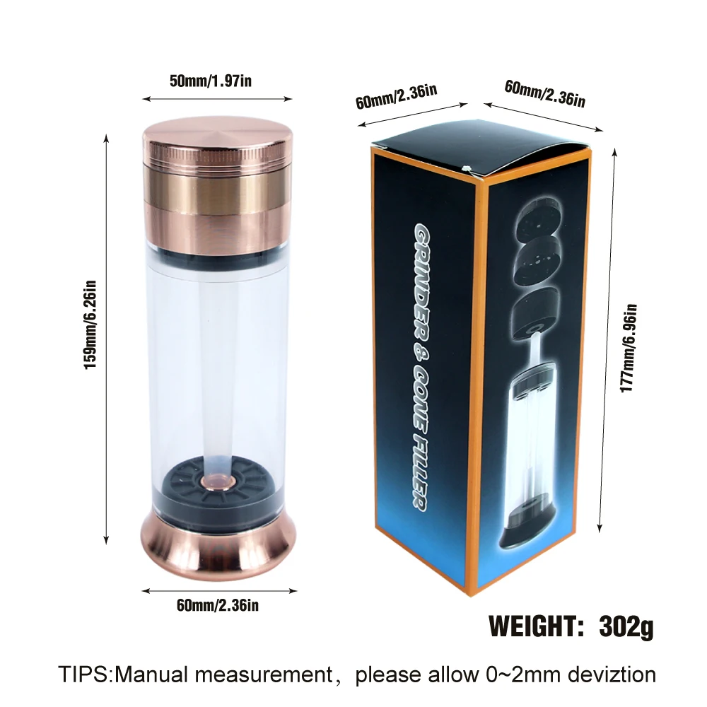 BEYOU Custom Diameter 50MM Black Spice Filling Machine Tobacco Filler Zinc Alloy multifunction herb Grinder