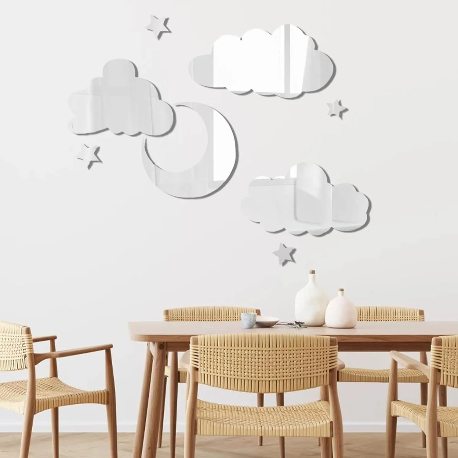 Acrylic Mirror Wall Sticker Moon Star Nebula Art Decal Garden Supplies Decoration with Sticky Wall Art Wall Art