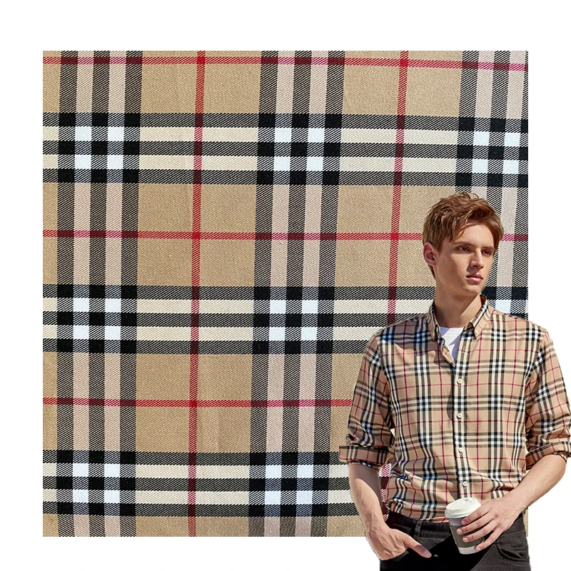 tela de algodon yarn dyed nylon cotton elastane muslin gingham shirting fabric