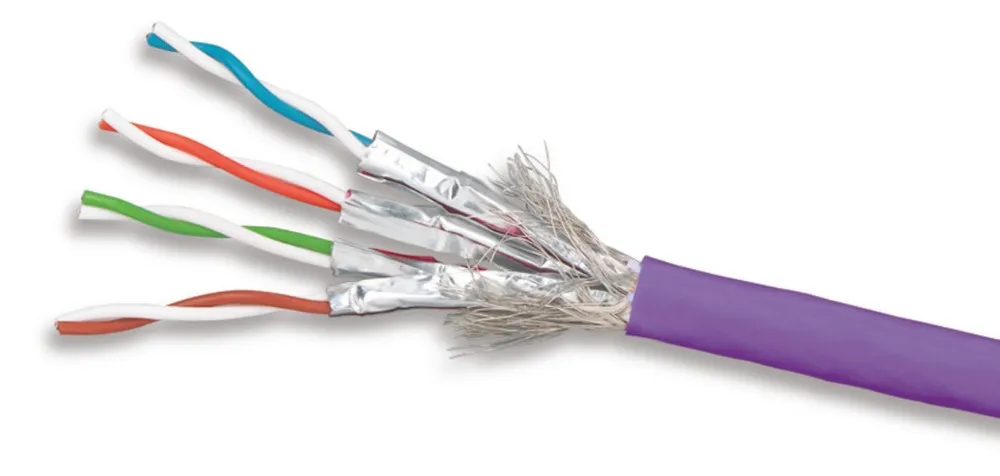 Cat8 Ethernet Cable 1000ft Shielded Plenum (CMP) 40GB 2000MHz S/FTP 22AWG Solid Bare Copper Bulk Cable Blue