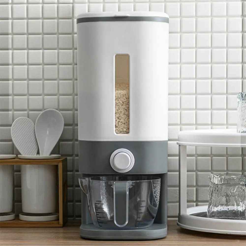 Hot Sale Automatic Rice Dispenser Mounted Dry Food Storage Container Grain Storage Food Dispenser Rice Bucket with Lid