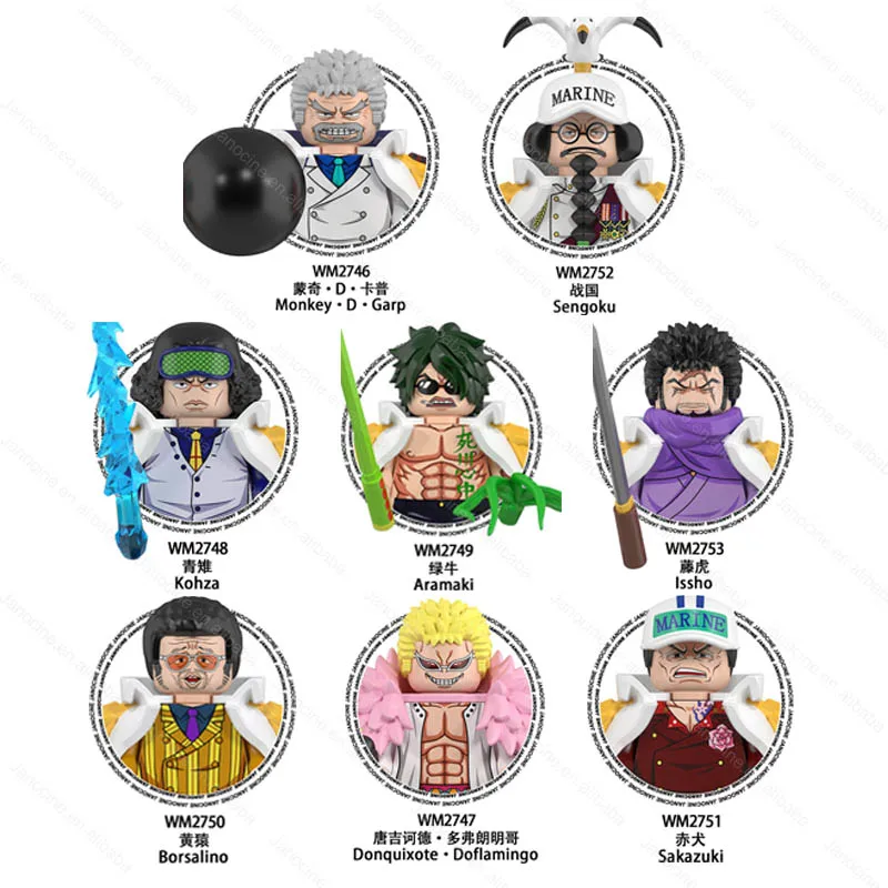 WM6187 Anime Bricks Set Monkey D Garp Doflamingo Kohza Aramaki Borsalino Collect Mini Figures Education Building Blocks Kids Toy
