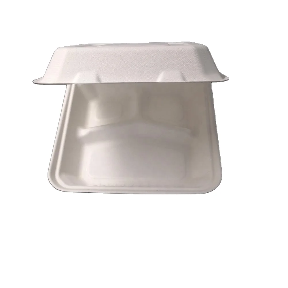 Hot Selling Biodegradable  Food Packaging 8 inch 3 Compartment Paper Box