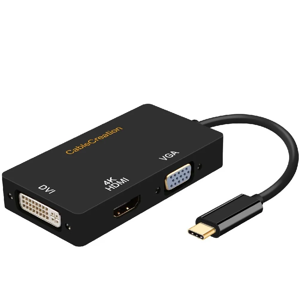 CableCreation 3 in 1 USB Type C Male to DVI  HDMI VGA Female Adapter Compatible Thunderbolt 3 usbc to hdmi vga dvi
