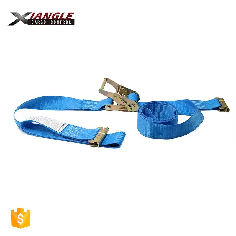 2 inch 4400lbs 50mm cargo control ratchet cargo lashing tie down strap belt for heavy trailer with E hook straps