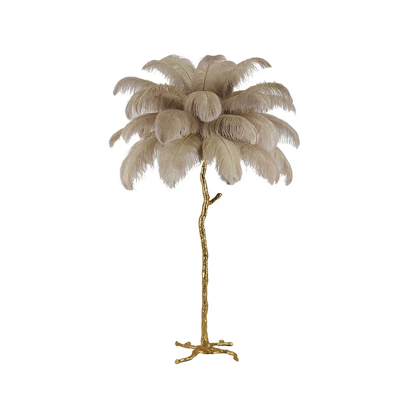 Factory Decoration Hotel Luxury Standing Colorful Gold Feather Lamp Floor Modern Led Floor Lamp For Living Room