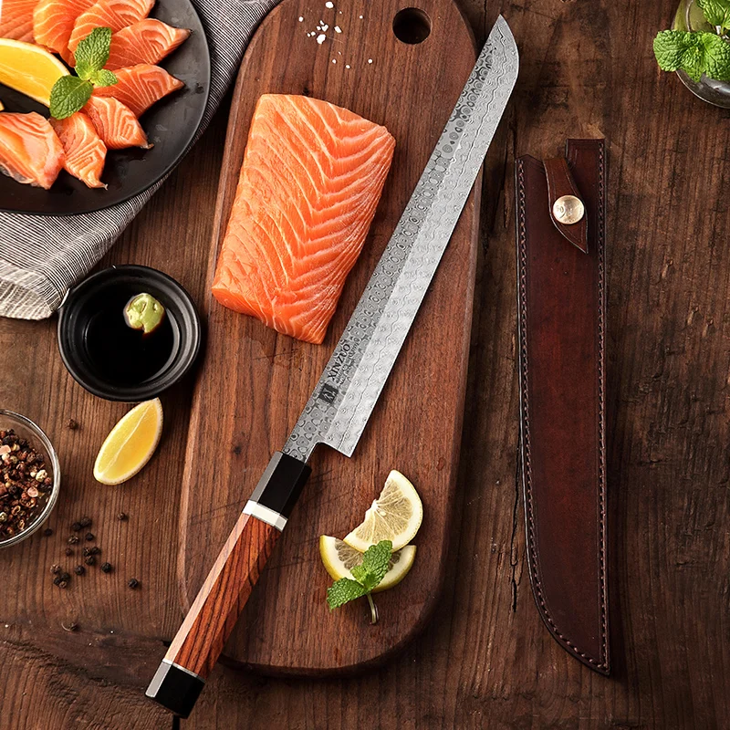 270 мм Высокоуглеродистый полностью дамасский японский кухонный нож для суши сакимура