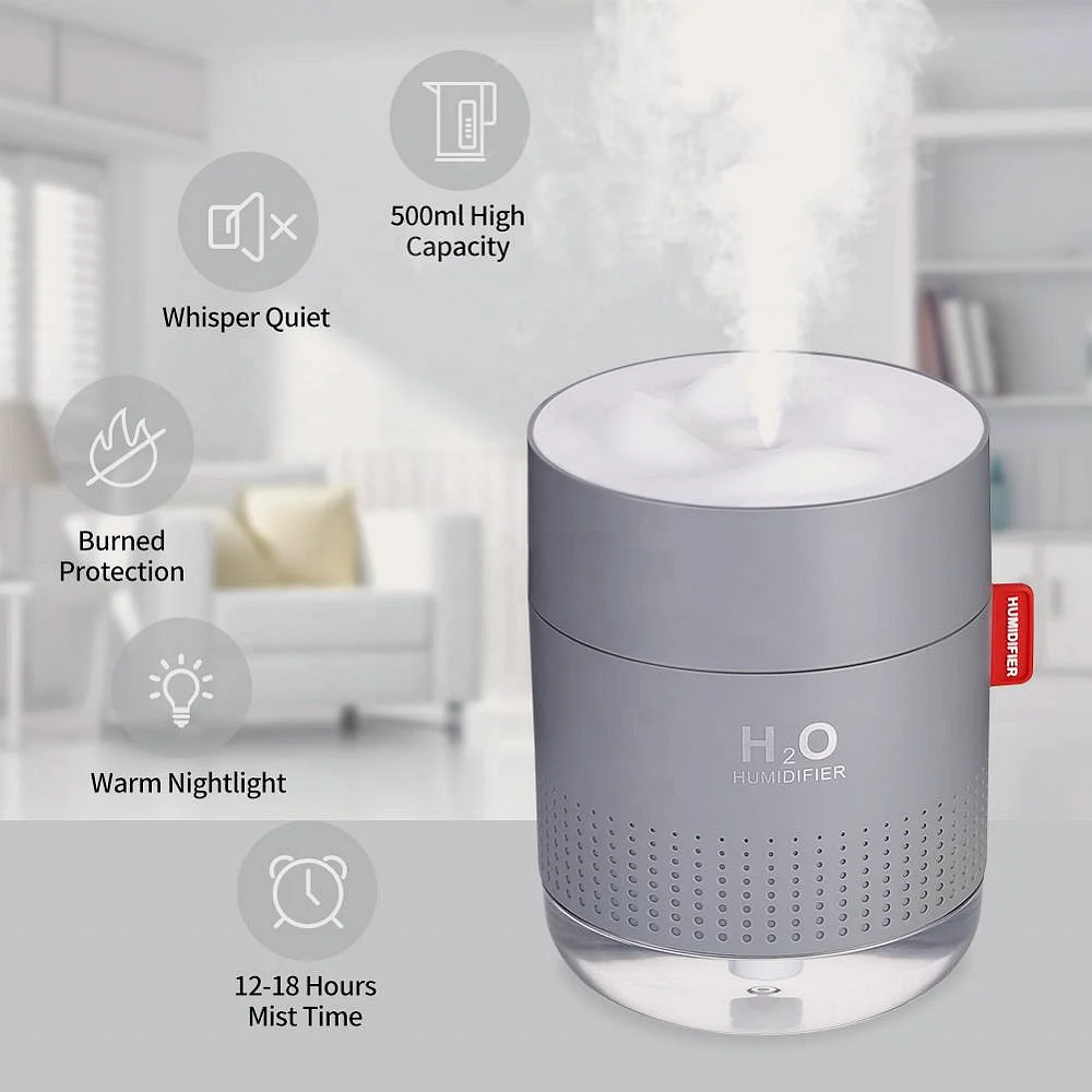 Портативный мини-увлажнитель воздуха H2o 500 мл USB-зарядка светодиодная подсветка ультразвуковой увлажнитель для спальни автомобиля