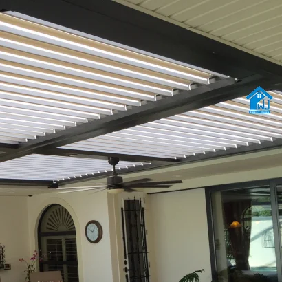 New design retractable waterproof balcony roof automatic aluminium pergola with rain sensor