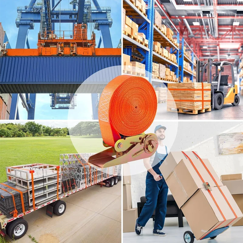 Tianma 5T 10M Cargo Control Ratchet Tie down Straps GS Certified Webbing Strap with Double J Hook End Fittings