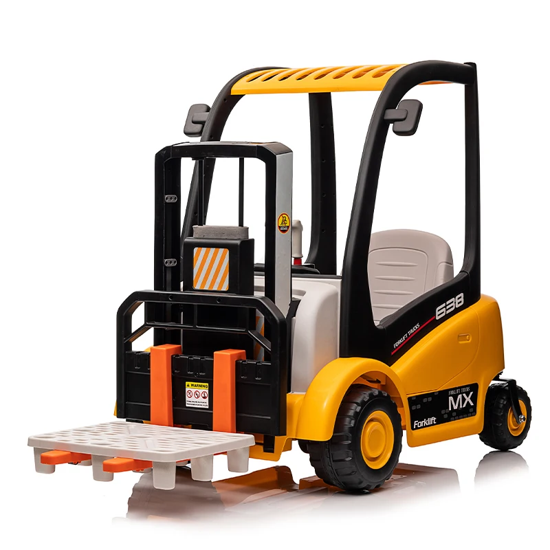 Unisex 12V Excavator Ride-On Toy for Kids Battery-Powered Forklift Cars for Children Aged 2-7 Years Plastic Material