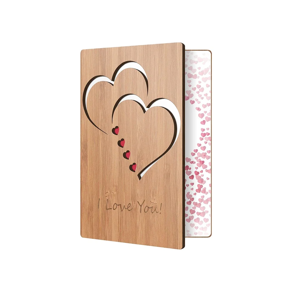 Custom Pop Up Wood Valentine Invitation Birthday Cards Girls Kids Birthday Invitations Wood Greeting Gift Card Laser Cut