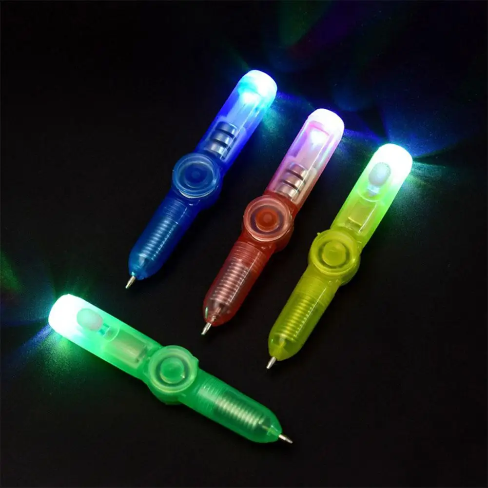 Stress Relief Promotion Toy Gift LED Light Spinner Fingertip illumination Decompression Gyro kids Ballpoint Pen
