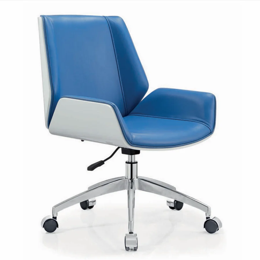 China Factory Mid Back Wood Grain Chair Back Shell PU Leather Office Chair Hot sale Swivel Visitor Chair