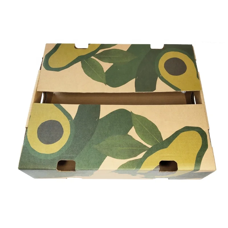 Custom Avocado Packaging Paper Box Fresh Fruit Snack Nut Pack Corrugated Cardboard Carton Box Farm Jumbo Brown Gift Fruit Box