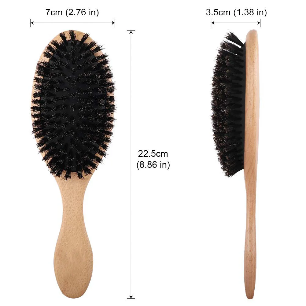 Private label hot selling  wooden boar bristle custom logo hair brush wholesale popular high quality hair brush
