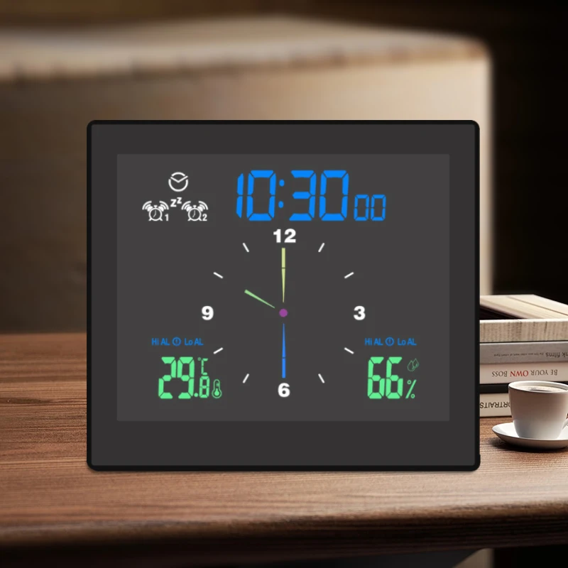 Thermometer Hygrometer IP65 Waterproof Wall Clock Dual Alarms Timer Temp Humidity Meter Countdown Clock Bathroom Digital Clock