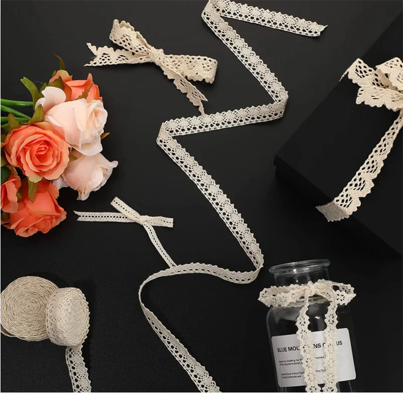 Cotton Lace Trim DIY Craft Delicate Lace Ribbon for Sewing Craft, Gift Wrap
