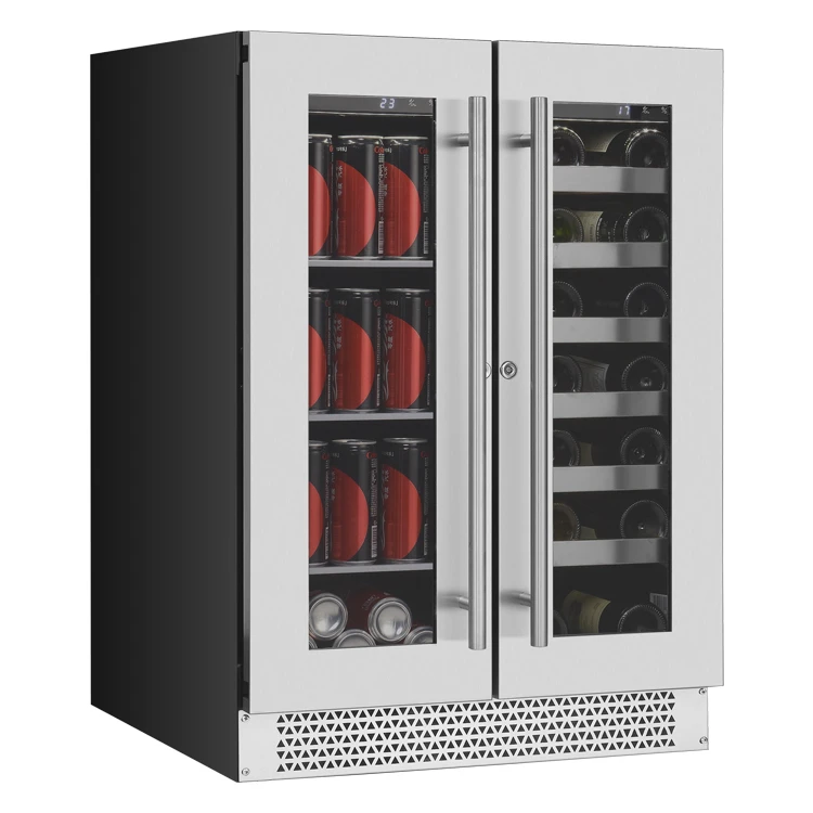 VI60-2DB OEM Dual Zone Beer Wine And Beverage Cooler Drink USA Display Fridge Stainless Steel Wine Cellar for Kitchen Counter