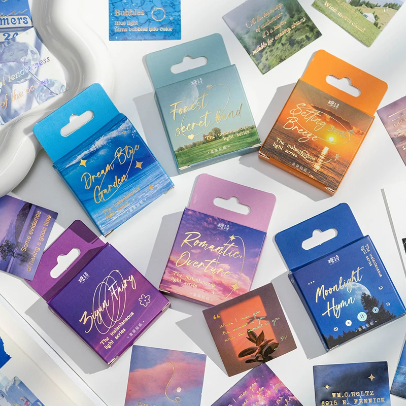 45Pcs Diary Sticker Scrapbooking romantic light shadow Planner Japanese Junk Journal Kawaii Decorative Stationery Craft Sticker