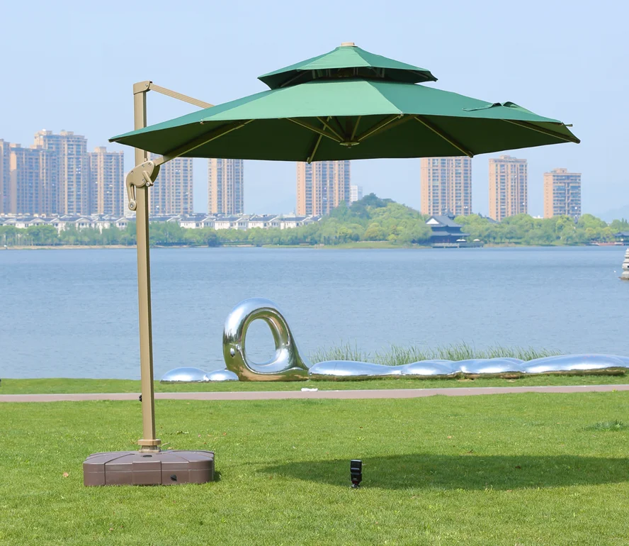 Best Sale waterproof sunshade canopy golden pole 3x3 square roman umbrella 360 degree rotating outdoor furniture parasol