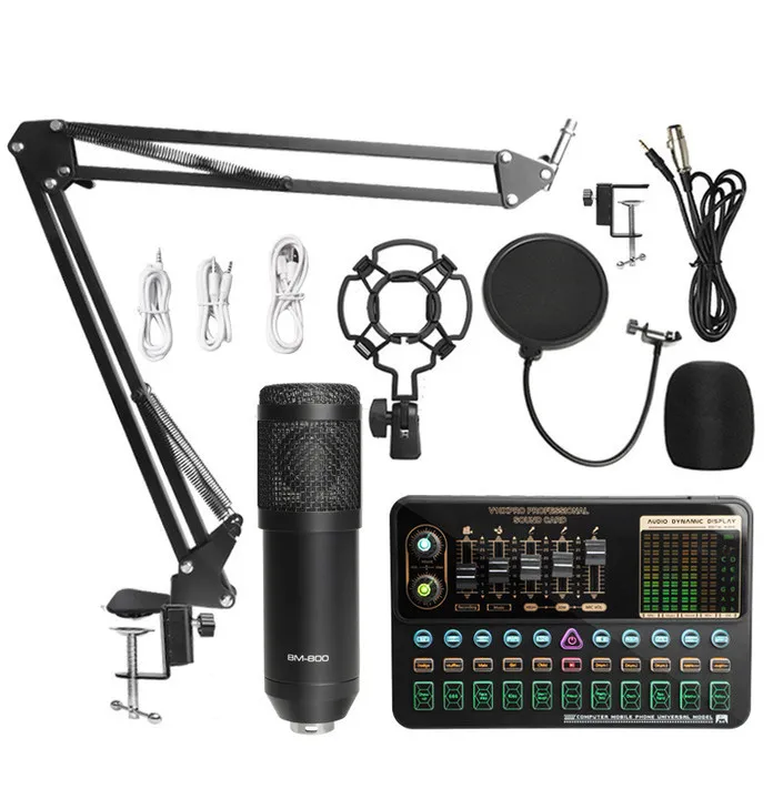 Горячая Распродажа миксер USB звуковая карта Запись голоса конденсаторный микрофон с звуковой картой