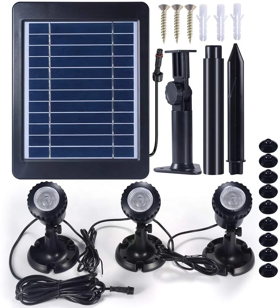 Submersible Pond Light RGB LED Landscape Spotlights IP68 TM68 Underwater Night Garden Outdoor Solar Panel Pool