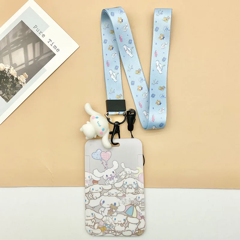 ins cartoon card sleeve students campus meal card protective sleeve cute doll key chain bus metro card bag ID holder