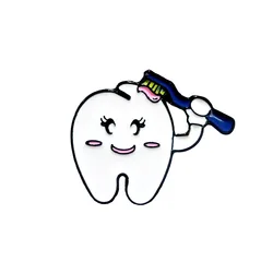 Creative New Tooth Bracelet Cute Small Brush Wear Christmas Hat Badge Personalized Soft Enamel Lapel Teeth Pin