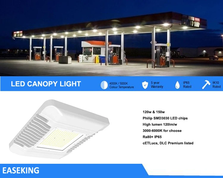 Gas station use cool white 60W 80W 100W 120W 150W dlc led canopy light