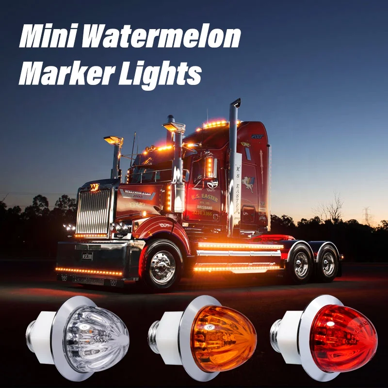 Truck side marker lights red amber white DOT approved mini watermelon truck lights waterproof IP67 side truck light