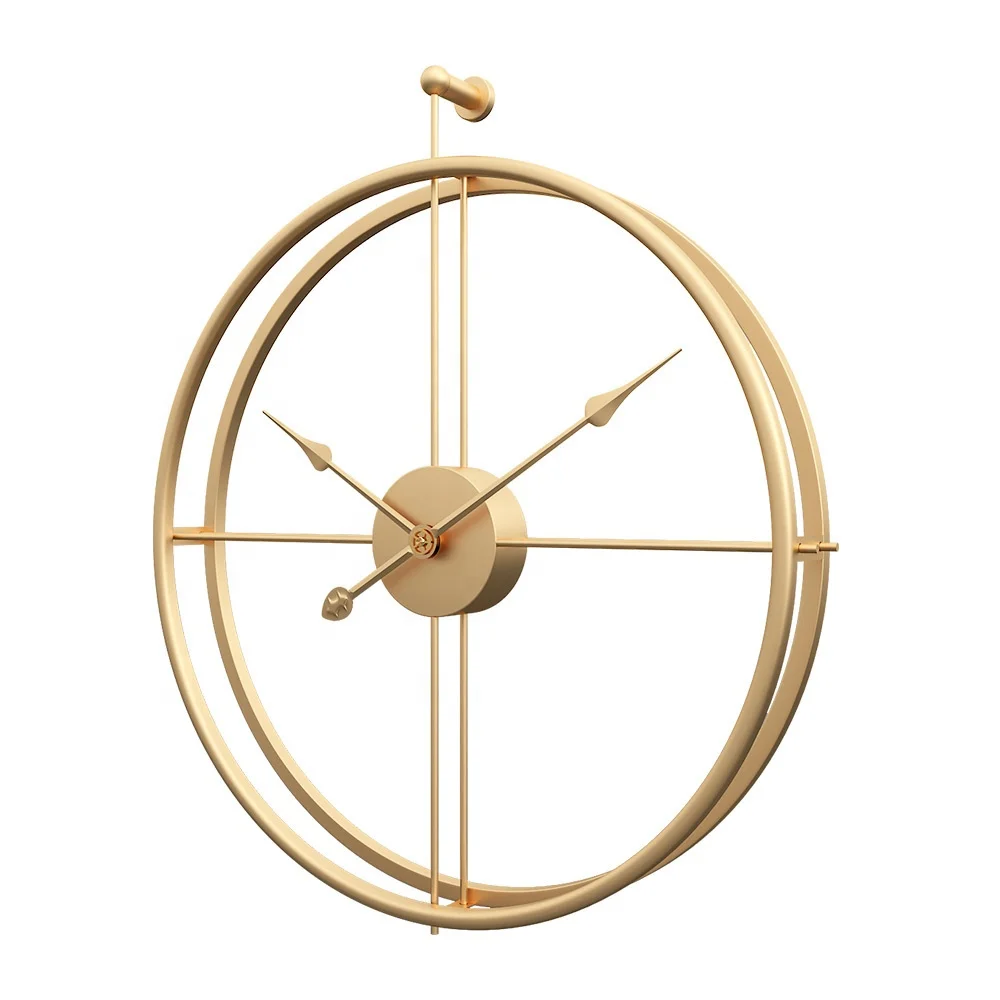 67cm Better Quality Double Circled Nordic Minimalism Gold Abstract Home Decor Metal Wall Clock