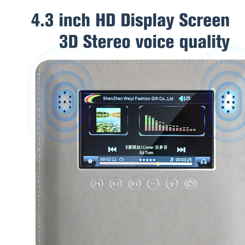 Brand A5 Quality Leather Notebook OEM Gift Set LCD Video Screen Jotter Diary Notebook Power Bank Charging Agenda Notepad