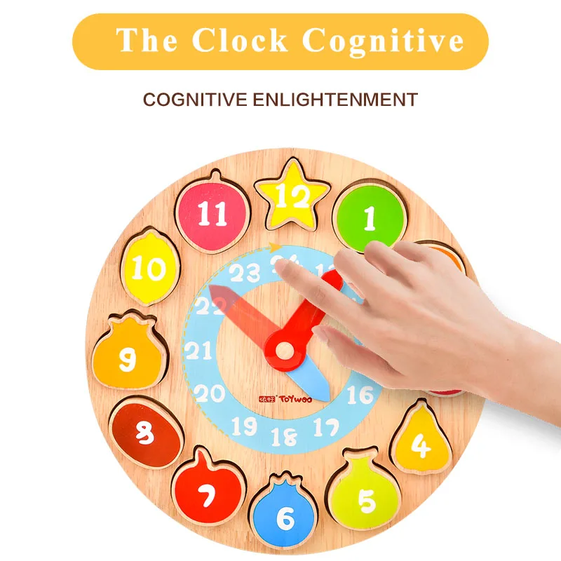 Factory Direct China Toy Wooden Clock Clock Wooden Puzzle Toys Toys Montessori Natural Wood