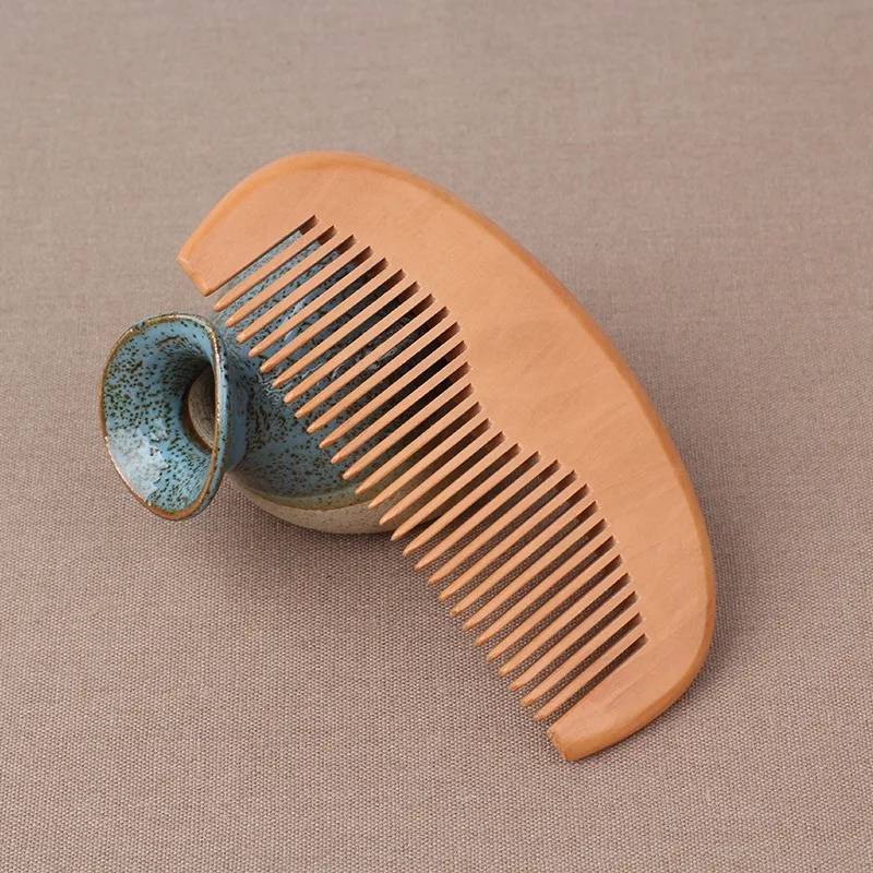 Free customized logo handmade wooden comb for daily hair and beard care comb