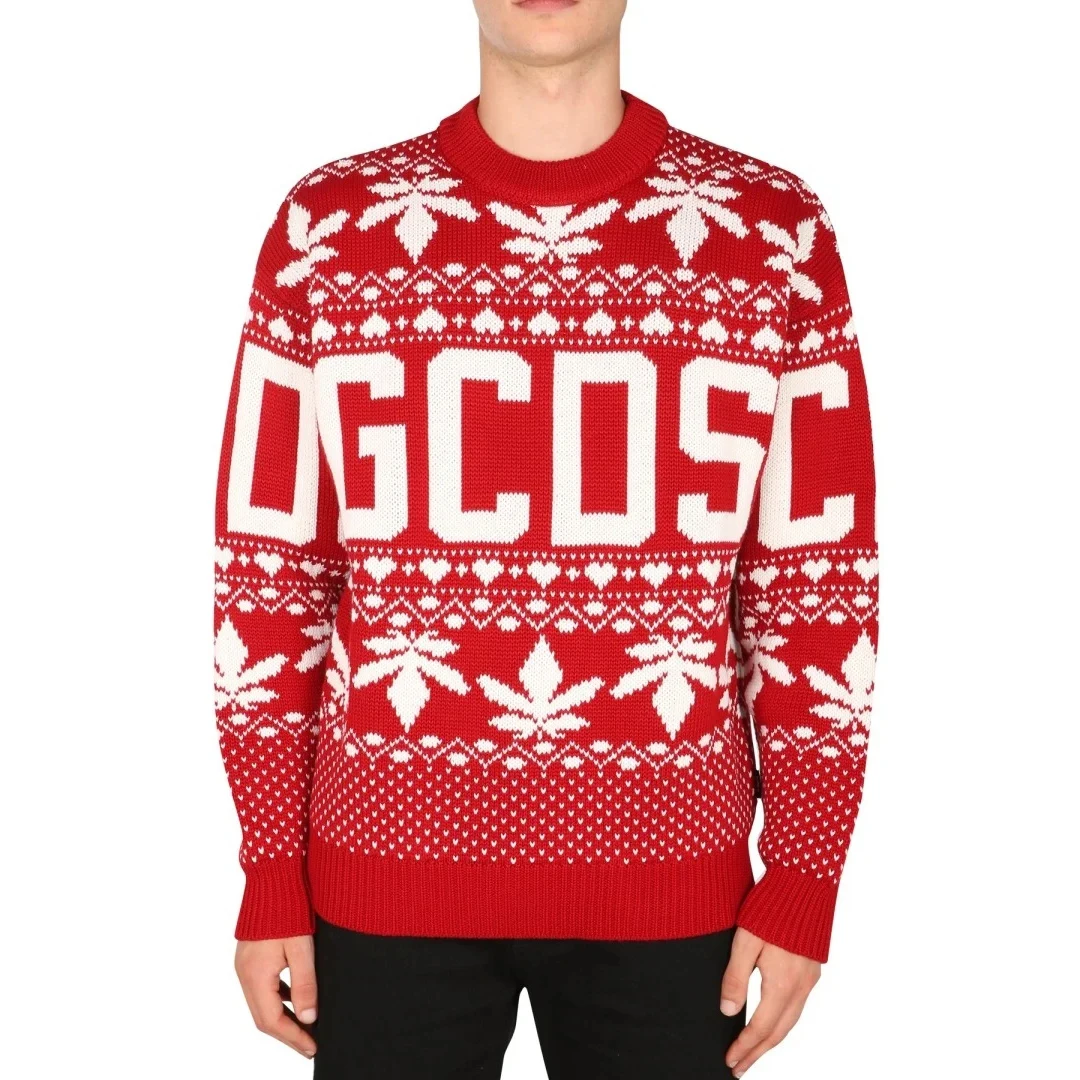 OEM Custom Logo Winter Knitting Patterns Funny Crew Neck Couple Family Ugly Christmas jumper pullover Xmas Sweater For men