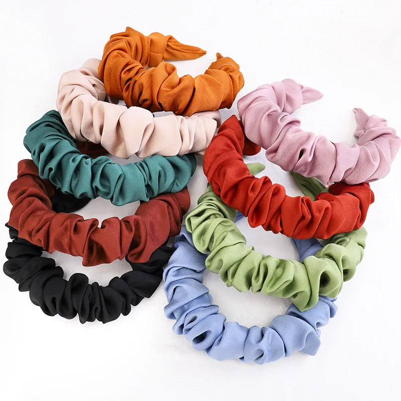 Korean hot sale pleated headband cute lady soft cloth net red all-match hair accessories women