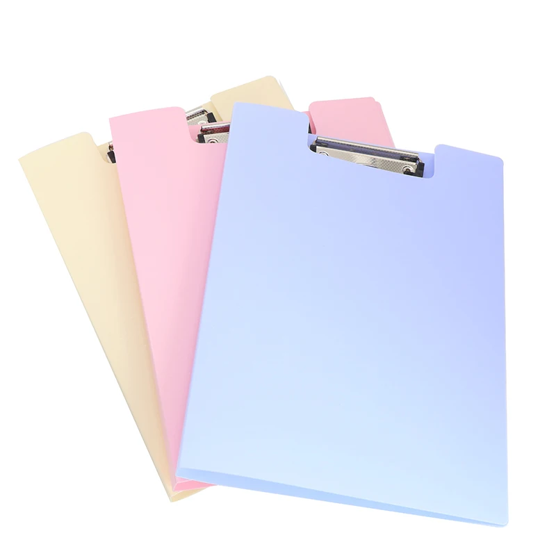 Custom PP Plastic Organizer School Office Conference Clip Board File Folder Plastic Folder with Clip